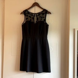 Fitted Mini Dress with Polka Dot Mesh Top